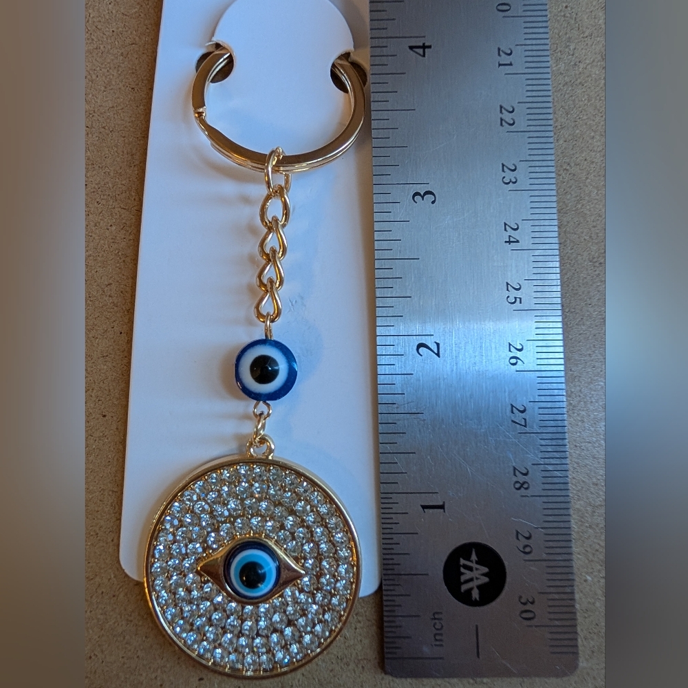 🧿 Gold Evil Eye Keychain & Charm with Blue Accents - Picture 5 of 5